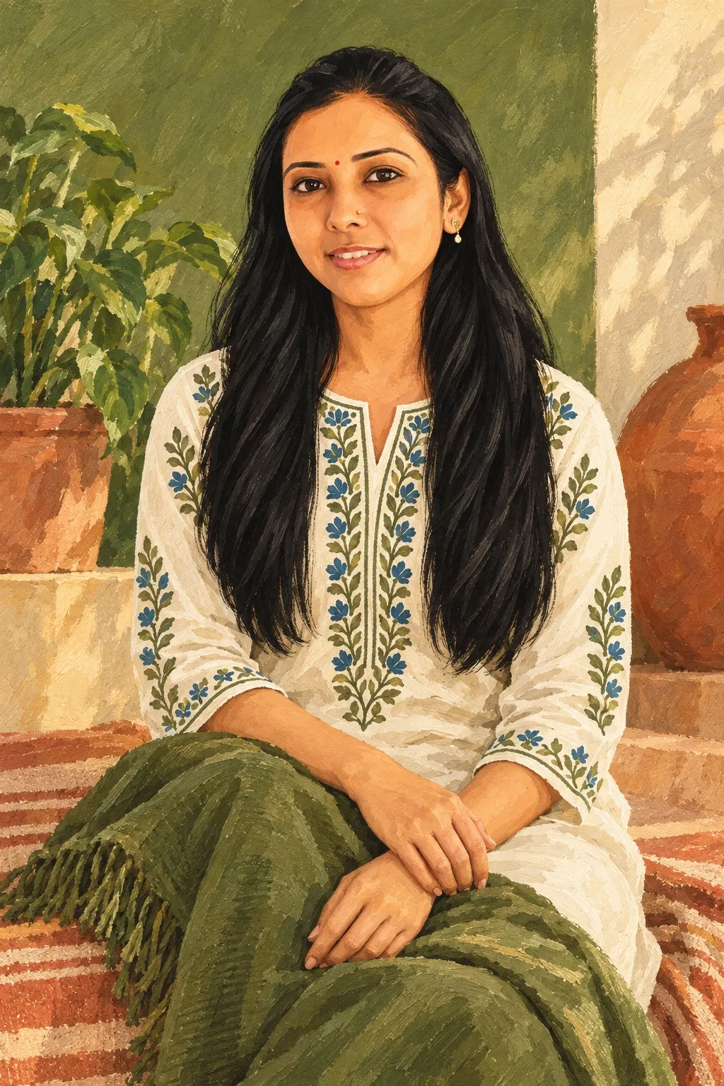 Illustrated portrait of Janki